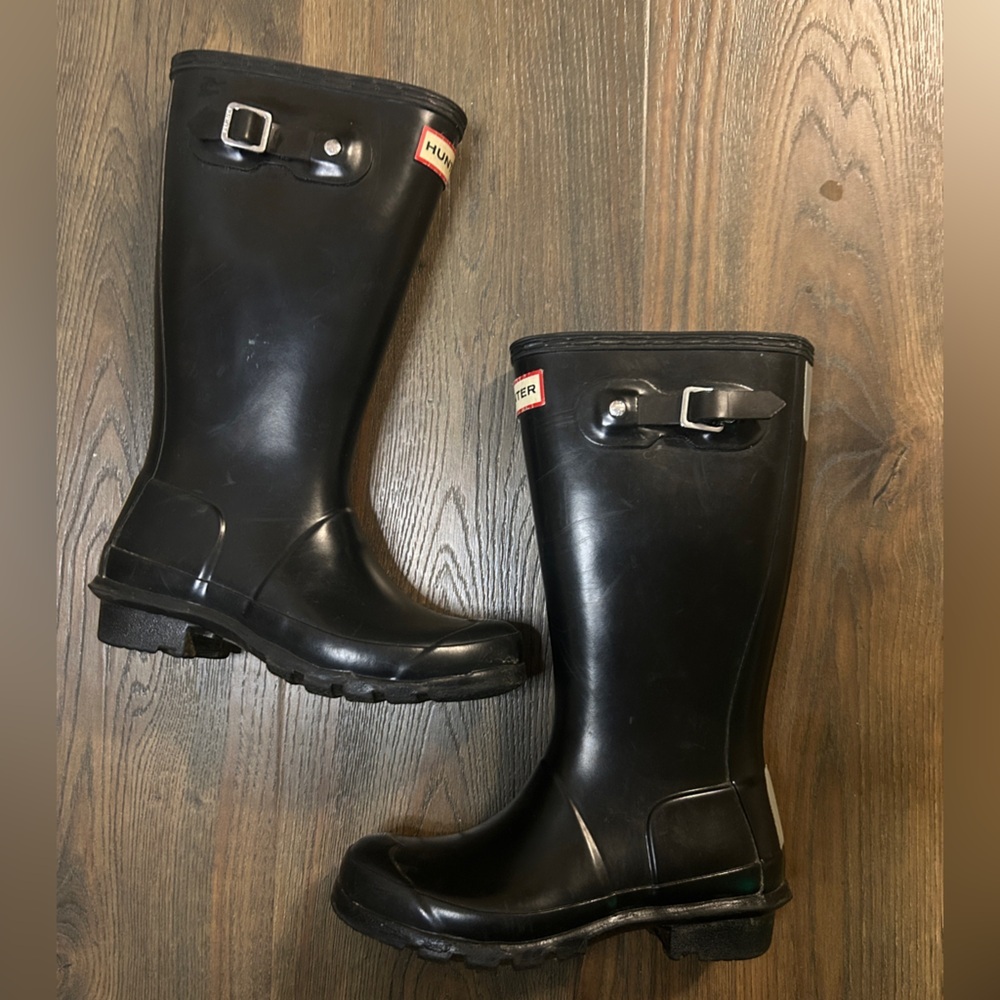 Hunter Big Kids Classic Black Glossy Rain Boots